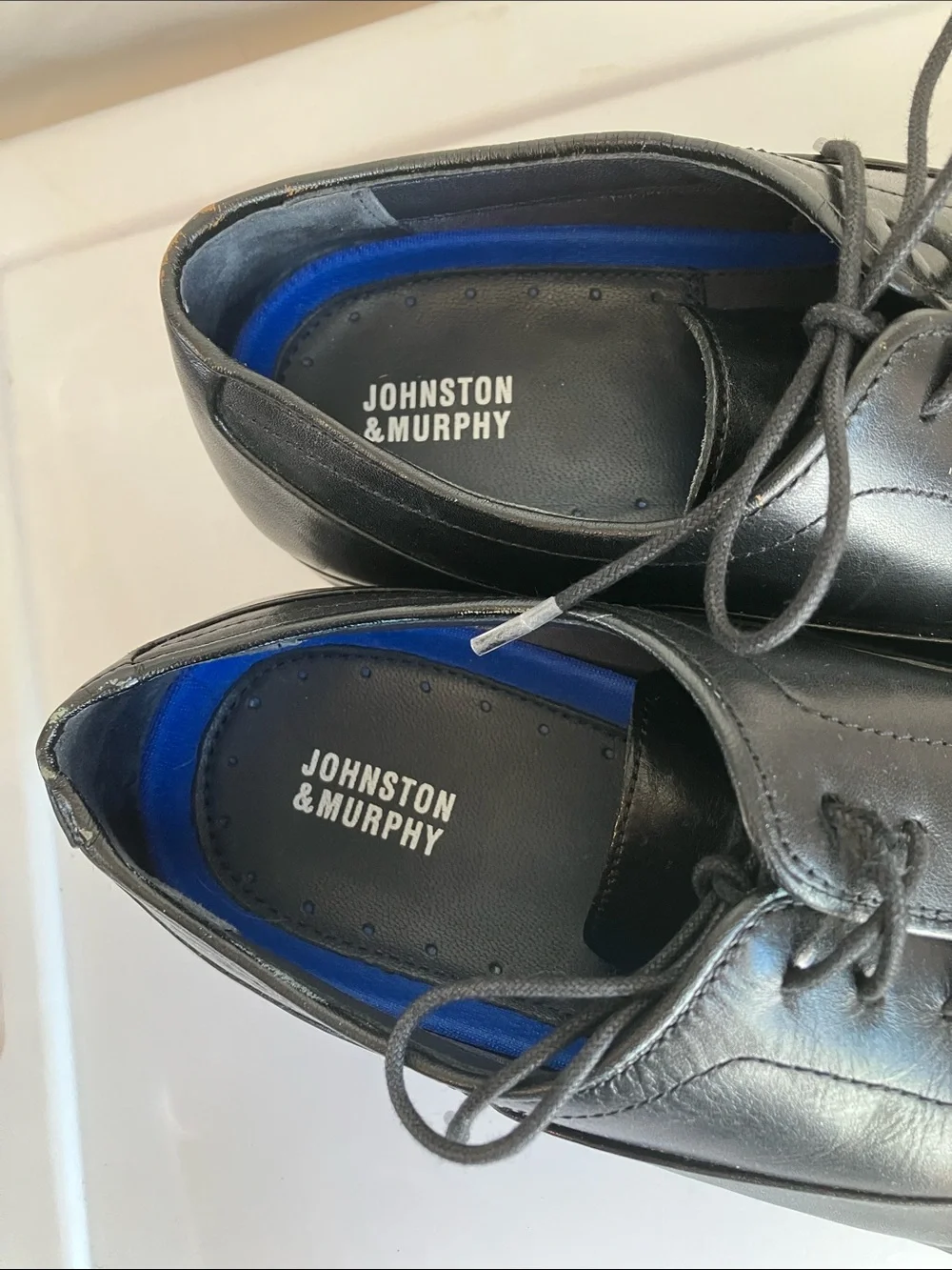 Johnston & Murphy Men's Landry Cap Toe black full grain leather dress shoes 9.5